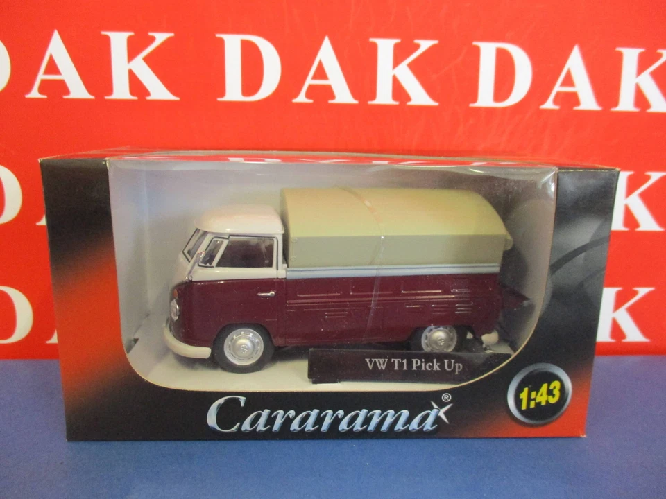 Die cast 1/43 Modellino Furgone Volkswagen T1 Pick Up Telonato Marrone Cararama - Immagine 4 di 4