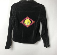 Tweety Bird Looney Tunes Vintage Black Button Up Jacket Size 10 Kids