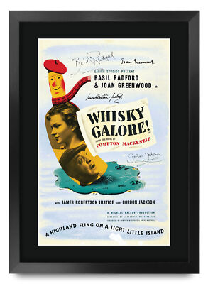 Whisky in Hülle und Fülle! Filmplakat Besetzung signiert gedruckt Autogramm A3 gerahmt Memorabilia
