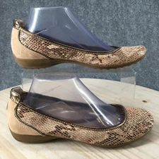 Giani Bernini Shoes Womens 9 Ballet Flats Beige Leather Snake Print Round Toe
