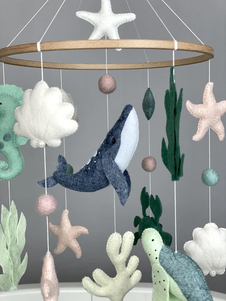 Bebé móvil océano cuna móvil náutico criatura marina móvil bajo el mar móvil Foto 4 de 4