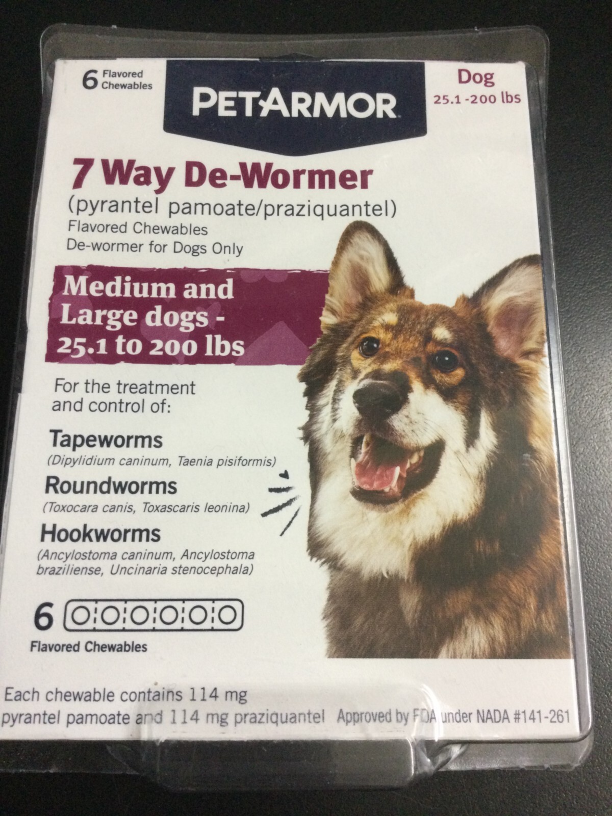PetArmor 7 Way DeWormer For Medium & Large Dogs 25200 lbs 6 Tabs 1640