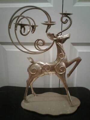 The Cellar Macys Metallic Gold Reindeer Candle Holder Christmas Decor 14.5'' Tall