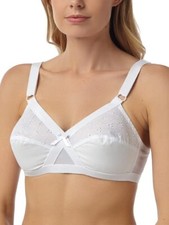 Ladies Non Wired Lace Bra Firm Control Everyday Bra Soft Cup Marlon White