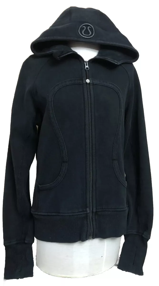 Lululemon Size 10 Fit 8 Fade Black Jacket Scuba Hoodie Woman Stretch Side  Panel