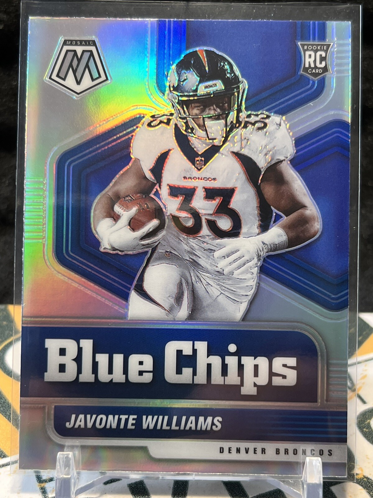 2021 panini mosaic Javonte Williams Rookie Blue chips Silver Prizm. Broncos Rc