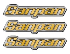 3 Sanpan Boat Stickers "3D Vinyl Replica" of original - 10" long