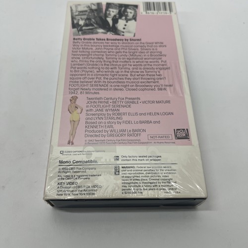 Footlight Serenade VHS Movie Betty Grable Musical Comedy Boxing Broadway John Pa - Picture 3 of 4