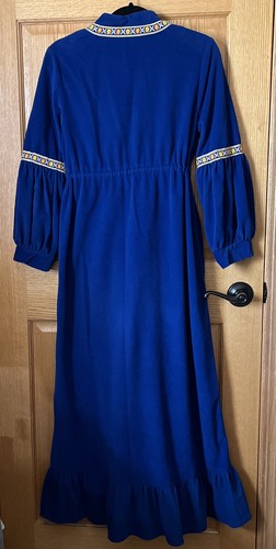 Vintage 60’s/70’s Jr’s By Lounge Craft Step In Robe Button Up Blau Kordelzug - Bild 10 von 11