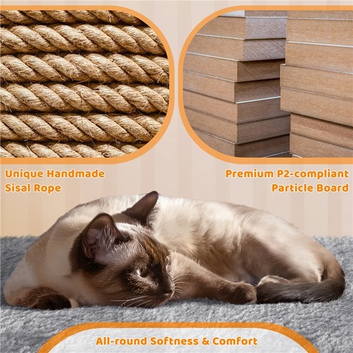 Árbol rascador para Gatos 106 cm con 2 Casitas y Pelota de Juego Natural Sisal - Imagen 15 de 29