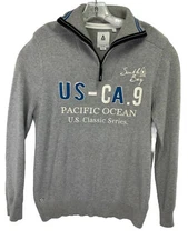 Gaastra Mens Sz Large Grey  1/4 Zip Thick Nautical Sportswear Shirt (N25) EUC