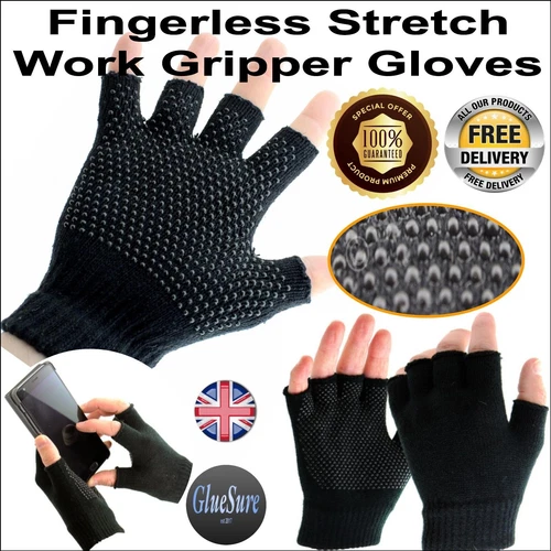 Fingerless Gloves Work Gripper Thermal Mens Women Half Finger Magic Winter Sport