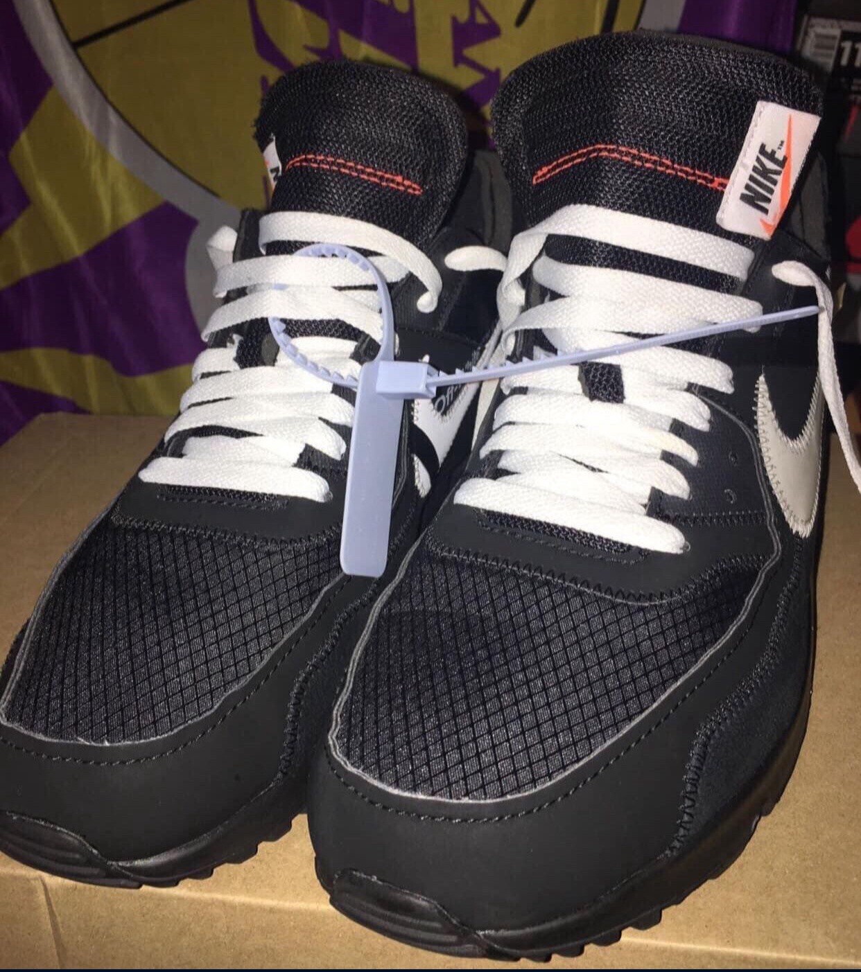 OFF WHITE X NIKE Taglia 11 5 Nike Air Max 90 x BIANCO SPORCO nero 2019