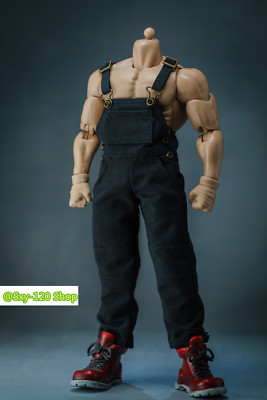 1/12 Male Black Multi Bag Work Suit Jumpsuit Pants Fit 6''ML Shf Figure Body