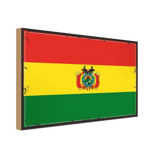 Targa in legno immagine in legno 18x12 cm Bolivia bandiera bandiera regalo decorazione - Foto 1 di 4