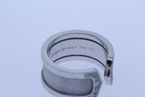 Auténtico Anillo Cartier Doble C En Oro Blanco 18k Con Diamantes Talla 7 - Imagen 15 de 24
