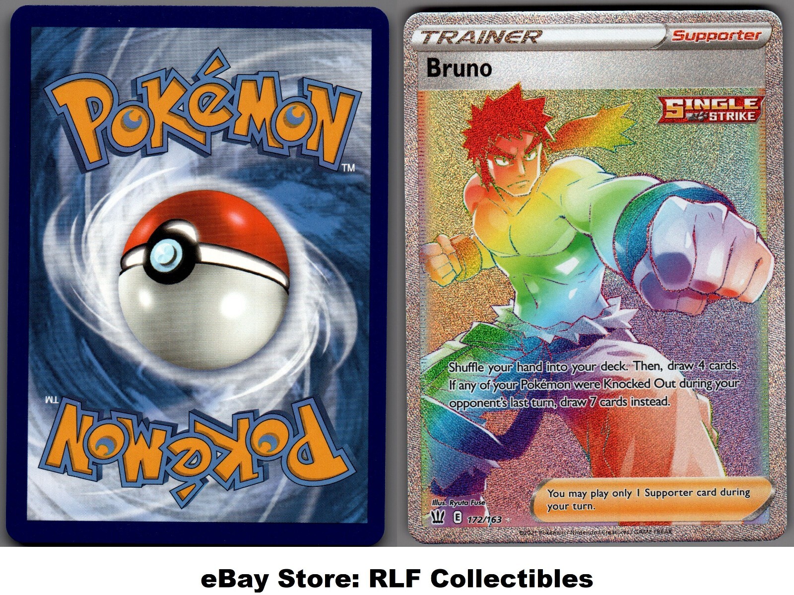 2021 Pokemon, Battle Styles, #172/163 Bruno, Rainbow Secret Rare