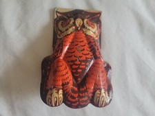 Metal Toy Owl Clicker Tin Litho Halloween NYE Vintage Noisemaker Noise Maker