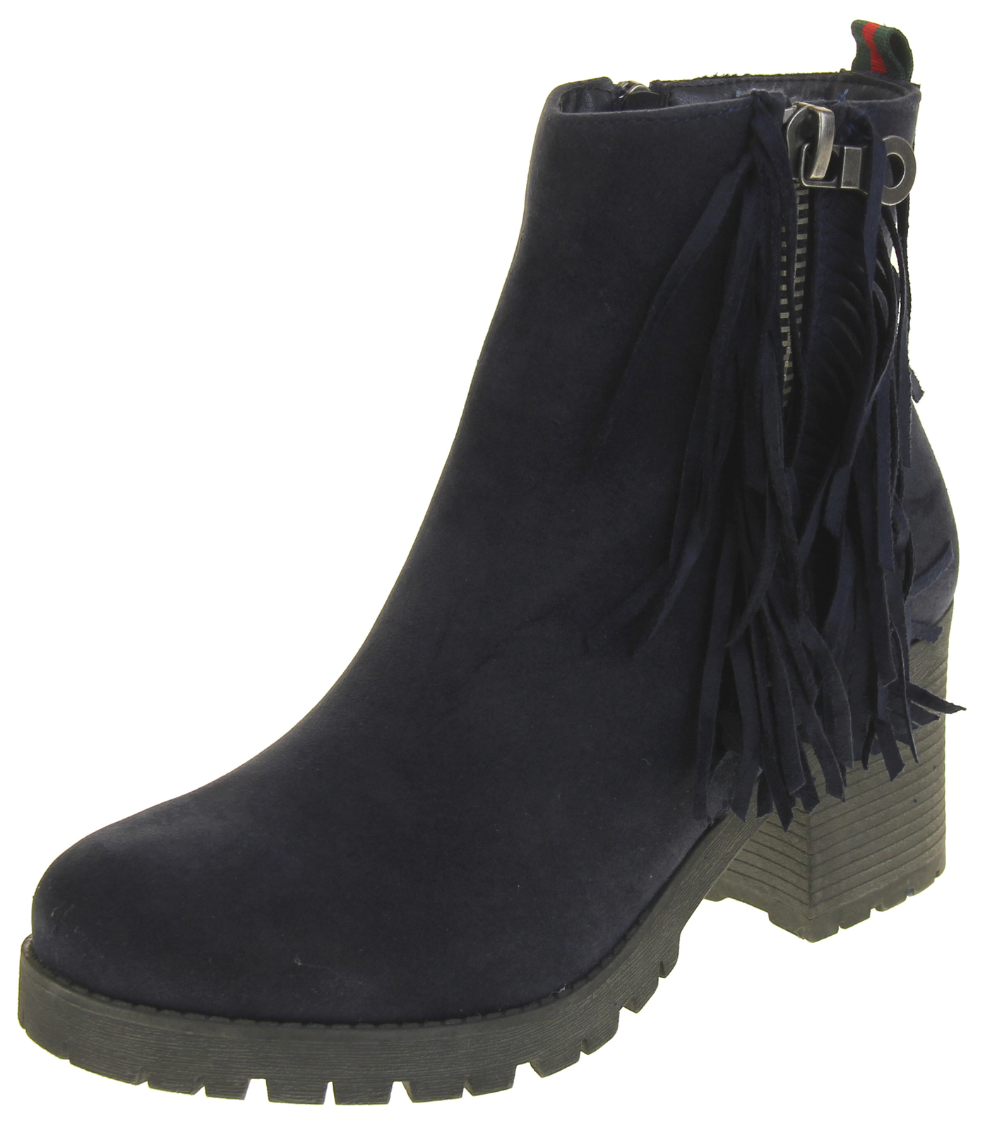 Ladies Keddo Navy Blue Black Faux Suede Zip Chunky Ankle Boots UK Size