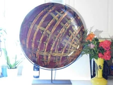 Evans Designs Original Charger Blown Art Glass California Wrought Iron stand