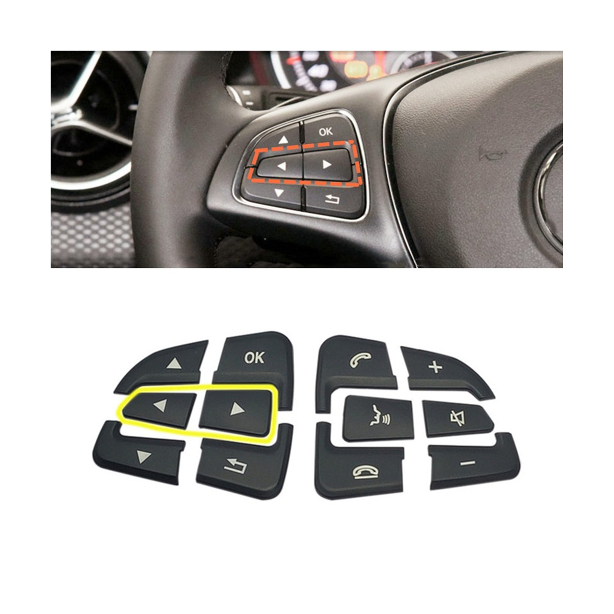 Car Steering Wheel Button Covers Trim Stickers for GLC X253 C Class