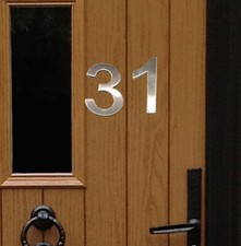 Stick-On House Numbers - No 31 - Stainless Steel - 10cm - Door, Fence, Gate
