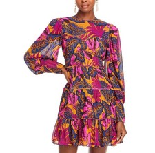 FARM RIO Fruit Dream Floral Tropical Vibrant Long Sleeve Mini Dress Size XS