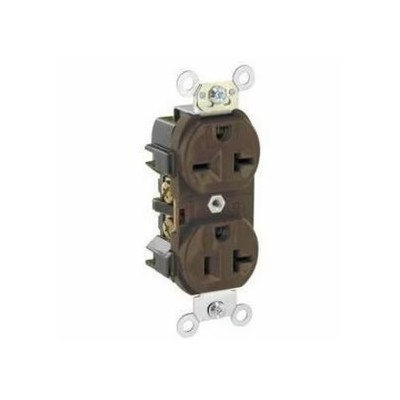 Leviton 5844 Rcptcl, 20A, 125/250Vac, Brn, Nyln, Pk1