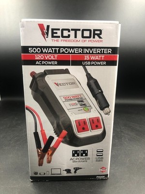 Vector 500-Watt Power Inverter w/Dual USB Ports Dual AC 120V Outlets P1500V NEW