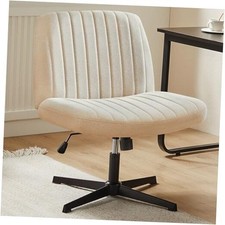 Criss Cross Chair No Wheels Wide Cross Legged Office Desk Beige-fabric Modern