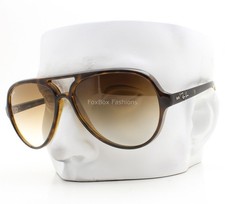 Ray-Ban Cats 5000 Sunglasses RB 4125 710/51 Shiny Havana Brown Glass Lens w/case