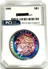 1886-P Gem BU Bright Aqua   Rainbow  Color Toned Morgan Dollar