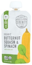 Serenity Kids 6 Months USDA Organic Veggie Puree Baby Food Pouches  No Sugary