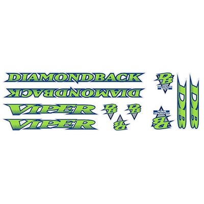 Diamond Back - 1995 Viper FW - Green Chrome frame decal set - Old school bmx
