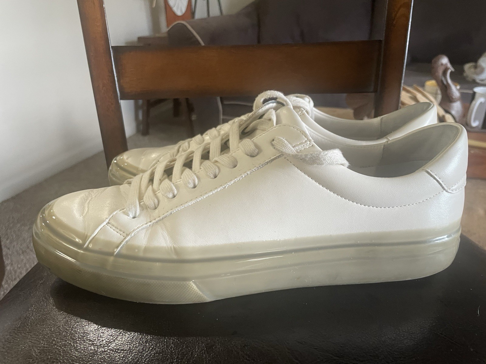VINCE MENS FULTON RUBBER DIPPED WHITE LEATHER SNEAKER SHOES SIZE 10.5 M