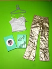 Vintage BARBIE GLOWIN' GOLD #3354 MOD GOLD FLARE PANTS MODERN SILVER TOP + SHOES