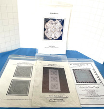 4 HARDANGER PATTERNS LOT Satin Stitches Olsen Buell Rose Marie Doilies Bell Pull