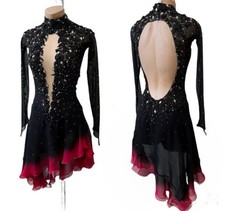 Ice Figure Skating Dress Rhythmic Gymnastics Twirling Competition black dyeing