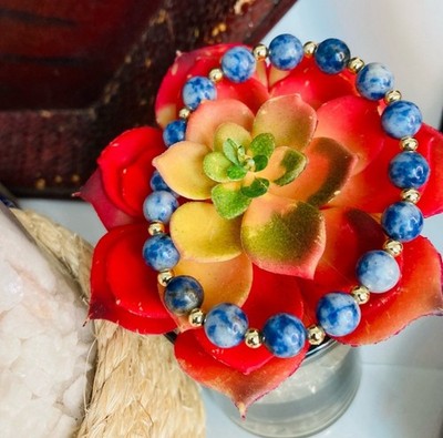Blue Spot Jasper 18K Gold Hollow Spacer