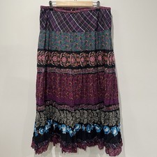 Vtg Maxi Skirt Large Pull On Fairy Peasant Festival Boho 90s Y2K Lace Tiered