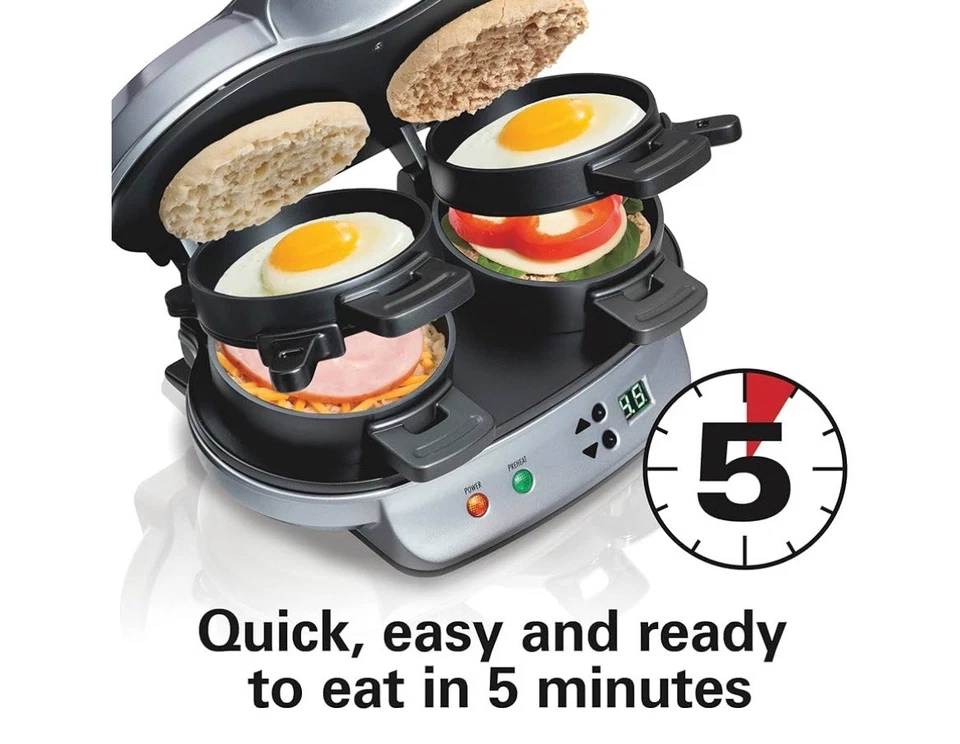 Hamilton Beach двойной завтрак сэндвич-мейкер с таймером, готов за 5 минут - Изображение 3 из 3