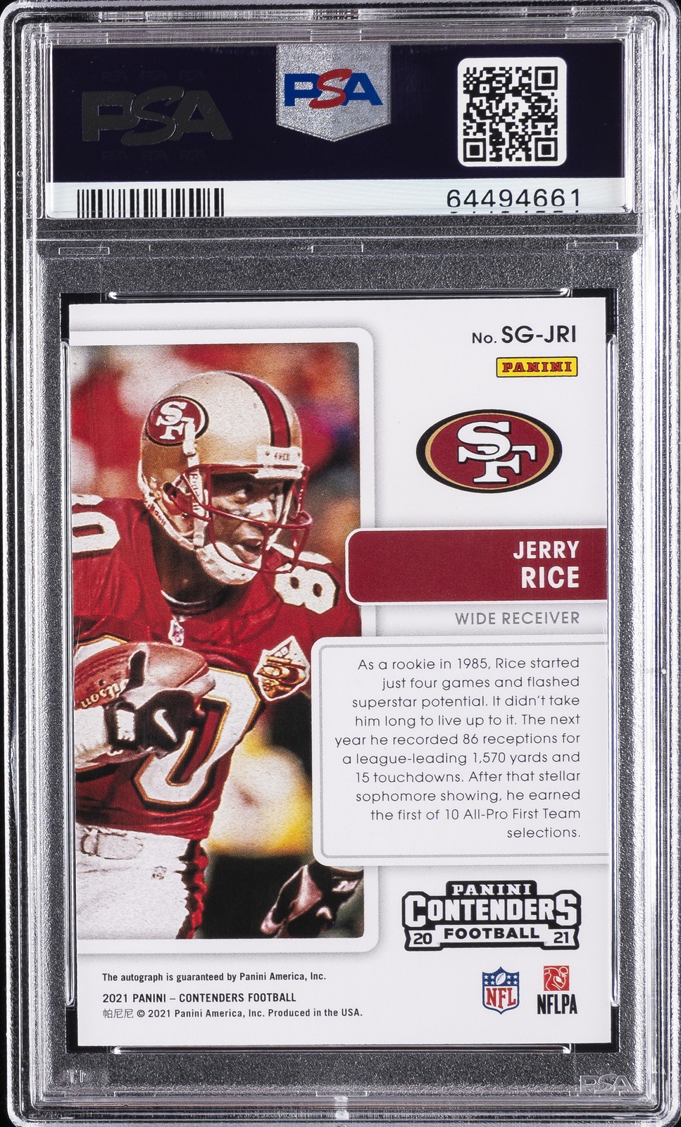 2021 CONTENDERS SIGNS OF GREATNESS #SGJRI JERRY RICE 3/25 PSA 10 view 2