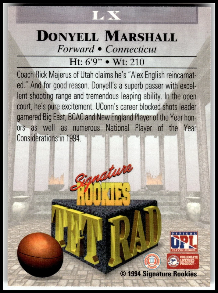 1994 Signature Rookies Tetrad #LX Donyell Marshall - Image 2 of 2