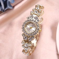 Luxury Rhinestone Quartz Watch Elegant Glitter Analog Bracelet Wrist Watch
