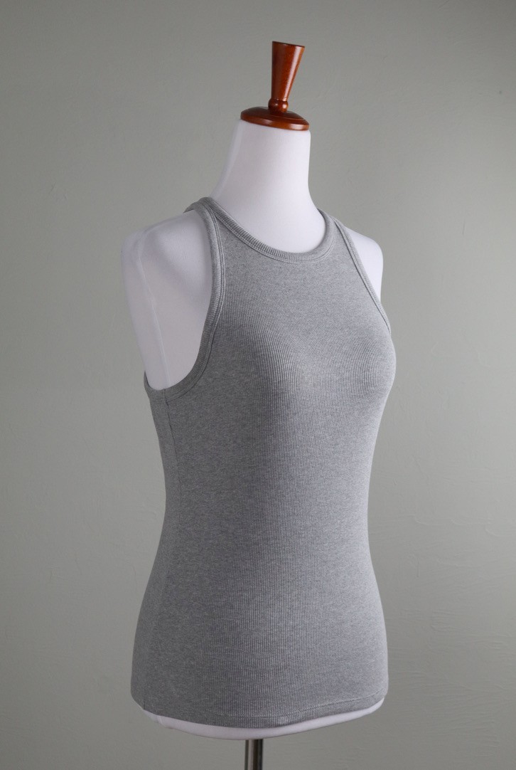 SEZANE $55 Solid Heather Gray Ribbed Cotton Class… - image 2