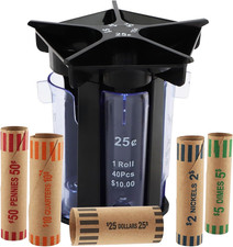 Coin Counter Coin Sorter Tube, Coin Sorter with Coin Wrappers, 5-In-1 Change Sor