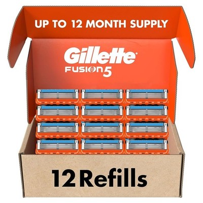 Gillette Fusion5 Mens Razor Blade Refills, 12 Count, Lubrastrip for a More Comfo