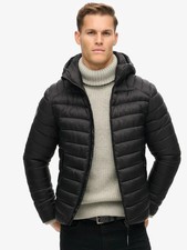Superdry Mens Black Hooded Fuji Sport Padded Jacket  rrp 100