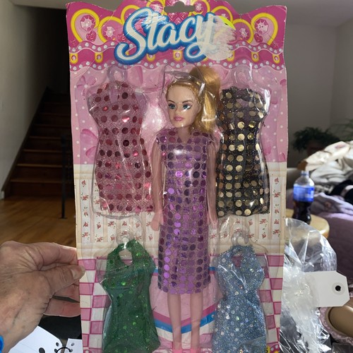 Vintage Fashion Doll Stacy Novelty Products NIB 5 sparkly dresses in package. - Picture 1 of 1