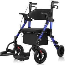 Rollator Walkers for Seniors with Seat, Walker Wheelchair Combo, 2 in 1 Rolli...